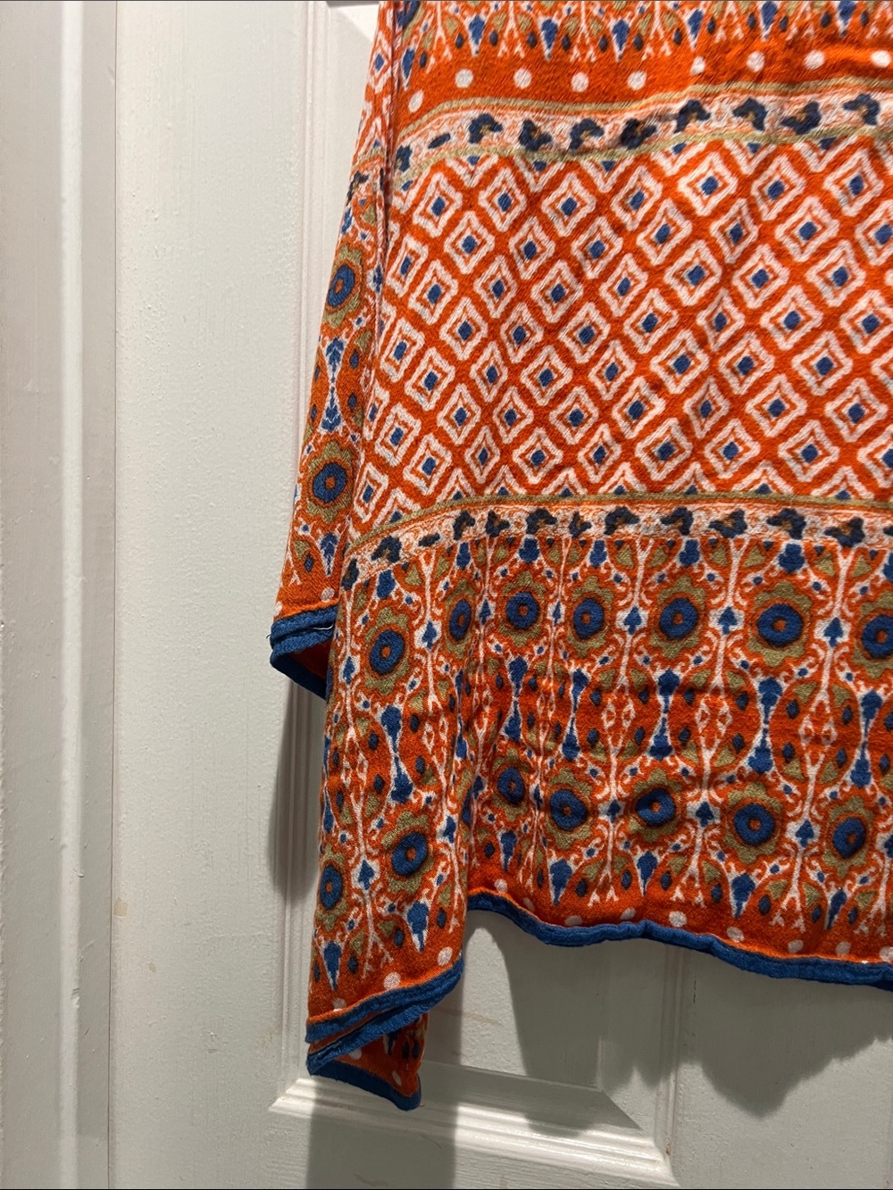 Cost Plus World Market Orange Patterned V-Neck Boho Blouse - Picture 8 of 9